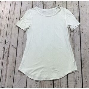 Lululemon Inner Essence S/S Shirt White Crew Neck Mesh Active Women 6? 8?